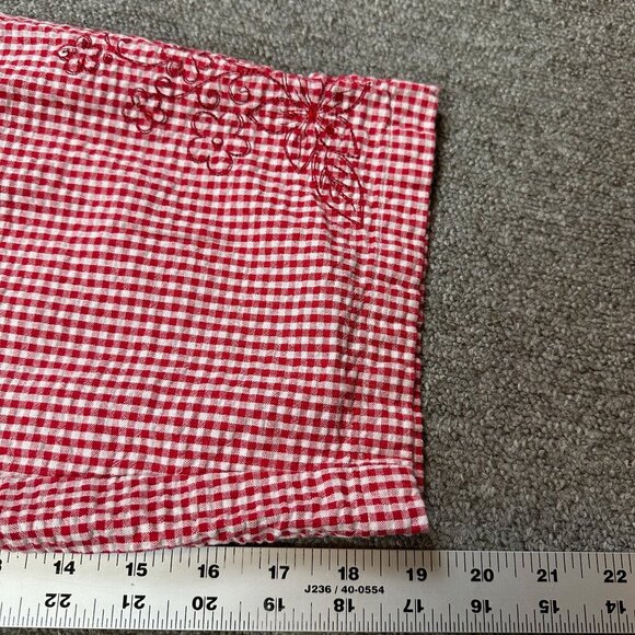 Vintage Red & White Gingham Floral Embroidery Capri Pants Women's Small Petite - Picture 2 of 7